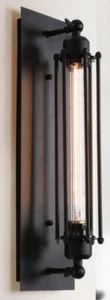 Modern Black Linear Wall Sconce, 1-Light Vanity Light with Metal Wire Cage - Picture 1 of 1