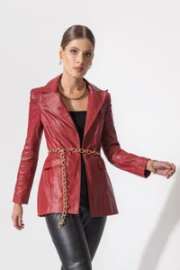HOT! New Women's Genuine Lambskin Soft Leather Blazer Causal Formal Wear Blazer - Picture 1 of 12