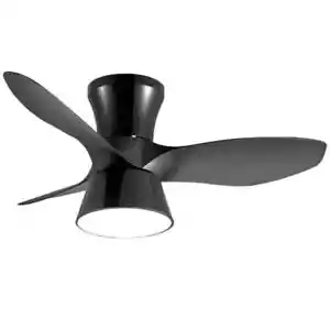 MODERN HABITAT Sirius 32 in. Black Flush Mount Ceiling Fan w/ Light and remote - Picture 1 of 12
