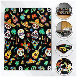 Sugar Skull Fiesta Plush Blanket 50x60in Halloween Dia de Los Muertos blanket - Picture 1 of 1