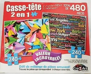 2 in 1 puzzles, Colorful Paper Plane & Cities of the World pic, 480 pieces - Bild 1 von 1