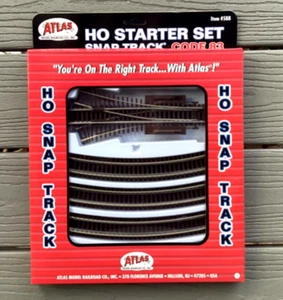 ATLAS 1/87 HO CODE 83 NICKEL SILVER SNAP TRACK STARTER SET W/ 2 TURNOUTS 588 NIB - Picture 1 of 12