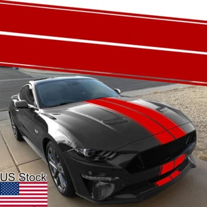 78'' Red Hood Roof Racing Stripe Vinyl Decal Sticker For Ford Mustang Etc - Picture 1 of 4