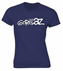 Official Gorillaz Logo Ladies Blue T Shirt Gorillaz Damon Albarn Classic Tee