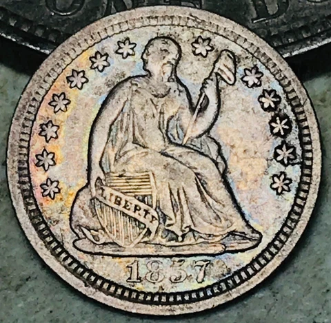 1857 O Seated Liberty Half Dime 5C Ungraded 90% Silver US Coin CC16818 Cover