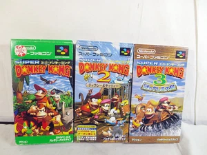 Donkey Kong 1 2 3 Set Nintendo Super Famicom SFC SNES Japan w/ Box Tested - Picture 1 of 2