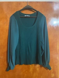 WHBM Oulet Emerald Green Woven-Sleeve Pullover Size XL - Picture 1 of 4
