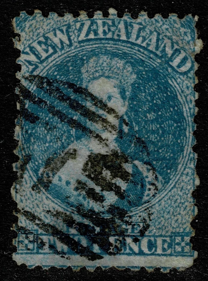 1864 New Zealand 2d Blue SG 113 var Scarce INTERMEDIATE Plate Wear FU Chalon - image 1 of 1