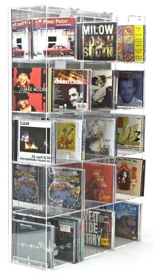 SORA Scaffale Acrilico CD con Pannello Retro Riflettente fino a 223 Custodie CD - Immagine 1 di 4