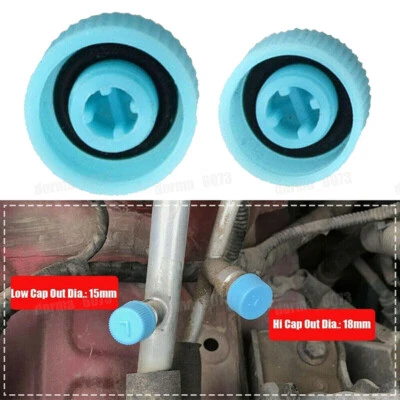 2Pcs High and Low Pressure AC A/C System Valve Caps Car Air Conditioning Service - Image 1 of 4