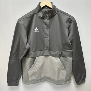 Adidas sweatshirt Women's gray 1/4 Snap Up Fleece team pullover sizes: S-M-L NWT - Picture 1 of 14
