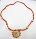 Artisan Old Coral and 9 karat Gold Centerpiece Necklace