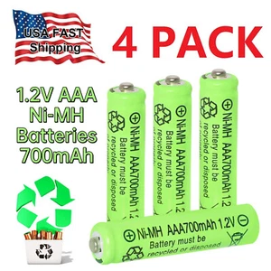 4Pcs Ni-MH AAA Rechargeable Batteries 700mAh 1.2Volt Battery for Solar Light LED - Picture 1 of 12