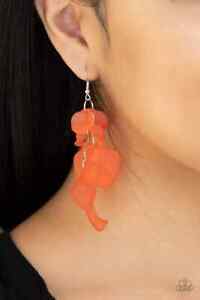 Paparazzi FRAGILE FLORALS orange earrings