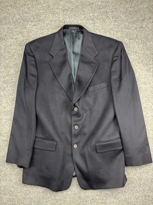 Neiman Marcus Blazer Mens Large Navy Blue 100% Cashmere Sport Coat Jacket USA - Image 1 of 4