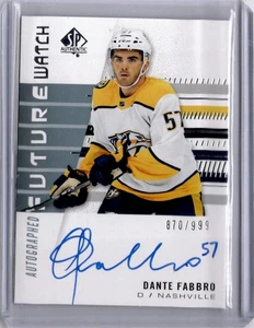 Dante Fabbro Future Watch Auto 870/999 #179 2019-20 SP Authentic RC Predators - Picture 1 of 2