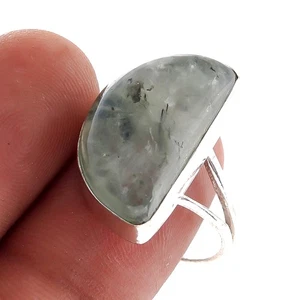 Prehnite Awesome Gemstone Ethnic Style Handmade Jewelry Ring 10'' v842 - Picture 1 of 4
