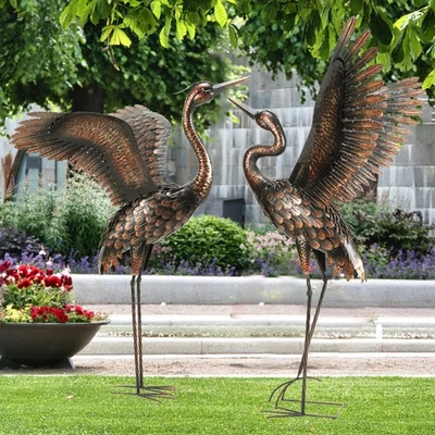 Garden Statue Outdoor Metal Heron Crane Yard Art Sculpture for Lawn Patio Bac... - Image 1 of 4