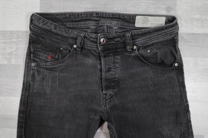 Mens Diesel BELTHER Stretch Regular Slim Tapered Black Jeans W30 L30 Wash R097F - Picture 1 of 13