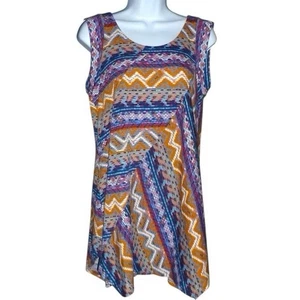 John Paul  Richard Asymmetrical Zig Zag Top, Blue & Orange, Sleeveless, M, Nwt - Picture 1 of 7