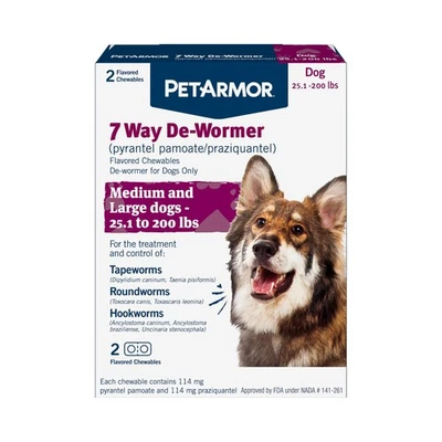 7 Way De-Wormer for Dogs, Oral Treatment for Tapeworm, Roundworm & Hookworm i... - Image 1 of 4