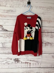 Vintage Mickey Mouse Sunday Comics Red Long sleeve Sweater Disney - Picture 1 of 11