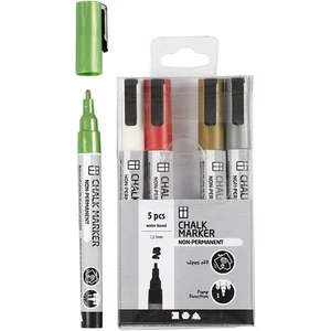 Creativ Company Chalk marker set - 5 felt tip pens - metallic colours - non-perm - Picture 1 of 4