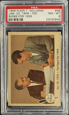 1959 Fleer Ted Williams #68 Bucky Harris / Ted Williams Signs PSA 8 NM-MT - Image 1 of 2