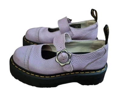 Dr Martens Addina Flower Leather Platform Shoes Lilac Women Size 6 US 4 UK - Image 1 of 4