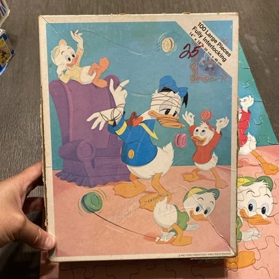 1978 Disney Pato Donald 100 peças quebra-cabeça Whitman Huey, Dewey e Louie completo - Imagem 1 de 4
