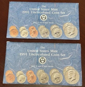 1991 Uncirculated Coin Set U.S Mint OGP - Set of 2 - 24 Coins - Picture 1 of 5