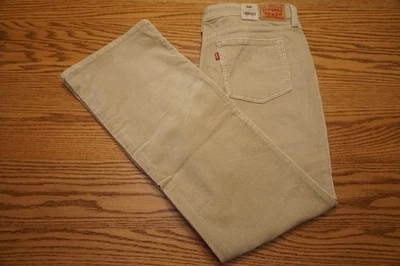 PANTALONES DE PANA LEVI PARA MUJER NUEVOS CON ETIQUETAS Talla 33 x 32 Superlow Bootcut tiro bajo caqui $79 Foto 1 de 2