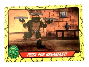 TMNT (1989) TOPPS Card # 9: Pizza For Breakfast - Teenage Mutant Ninja Turtles - Picture 1 of 5
