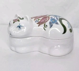 Vtg Elizabeth Arden Chinoiserie Cat Trinket Jewelry Box Flowers Porcelain Decor - Picture 1 of 10