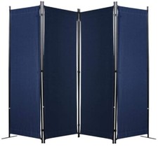 Paravento Giardino/Terrazzo 220x165 Cm 4 Parti Pieghevole Divisorio Tessuto Blu