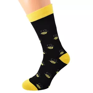 Bee Design Yellow and Black Woven Ladies Socks - Picture 1 of 1