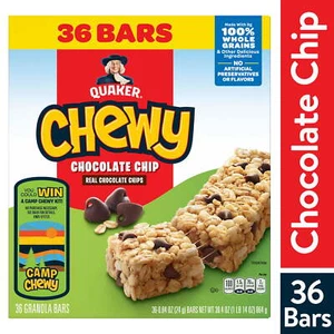 Quaker Chewy Granola Bars, Chocolate Chip Flavor, 0.84 oz, 36 Count - Picture 1 of 2
