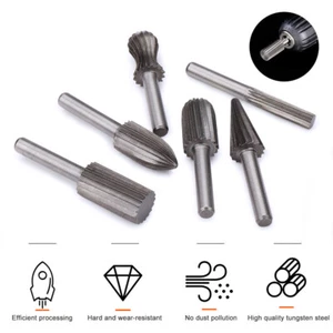 6Pcs HSS Rotary File 1/4"Engraving Bit Rasp Kit for Wood Metal Plastic Deburring - Picture 1 of 6
