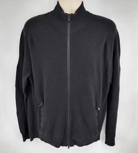 Polo Ralph Lauren Merino Wool Full Zip Knit Sweater Jacket Size XL Black Stretch - Picture 1 of 8