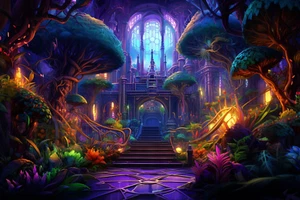 DMT Mushroom Trip, UV tapestry, Blacklight Reactive, Psychedelic Wall Hanging - Picture 1 of 4
