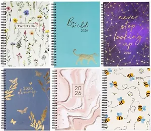 2026 A5 Week To View Diary Full Year Planner Desk Organiser Spiral Hardback Book - Picture 1 of 25