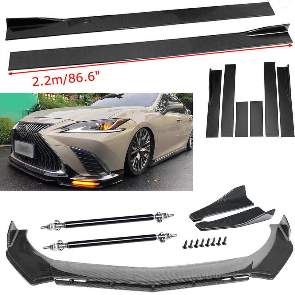Carbon Fiber Front Bumper Lip Side Skirt/ Strut Rods For LEXUS ES250 ES300 ES350 Foto 1 de 4