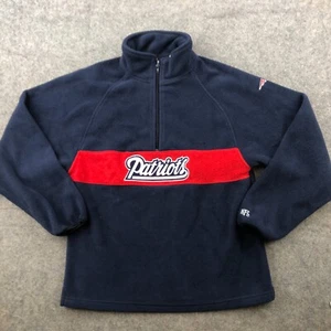 New England Patriots Pullover Boys XL Blue Spell Out Embroided 1/4 Zip Fleece - Picture 1 of 12