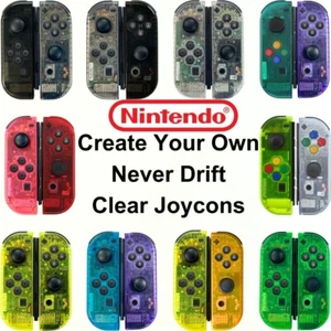Nintendo Switch JoyCons Clear Custom Never Drift Hall Effect OEM Authentic - Picture 1 of 20