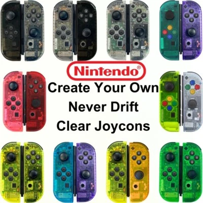 Nintendo Switch JoyCons Clear Custom Never Drift Hall Effect OEM Authentic - Image 1 of 4