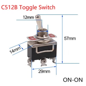 C512B Toggle Switch Single Pole Double Throw Switch (ON-ON) 3 Pin 2-Position 15A - Picture 1 of 6