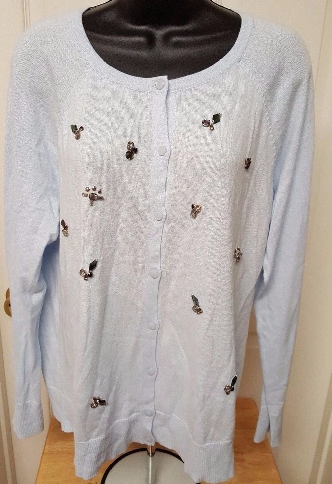 Merona Womens Cardigan Sweater Shirt Top Blouse Size XXL 2XL 2X Large Blue - Image 1 of 4