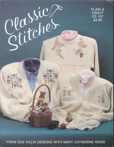 Plain & Fancy Duplicate Stitch Leaflet Classic Stitches 107 Sue Hillis Sewing - Picture 1 of 3