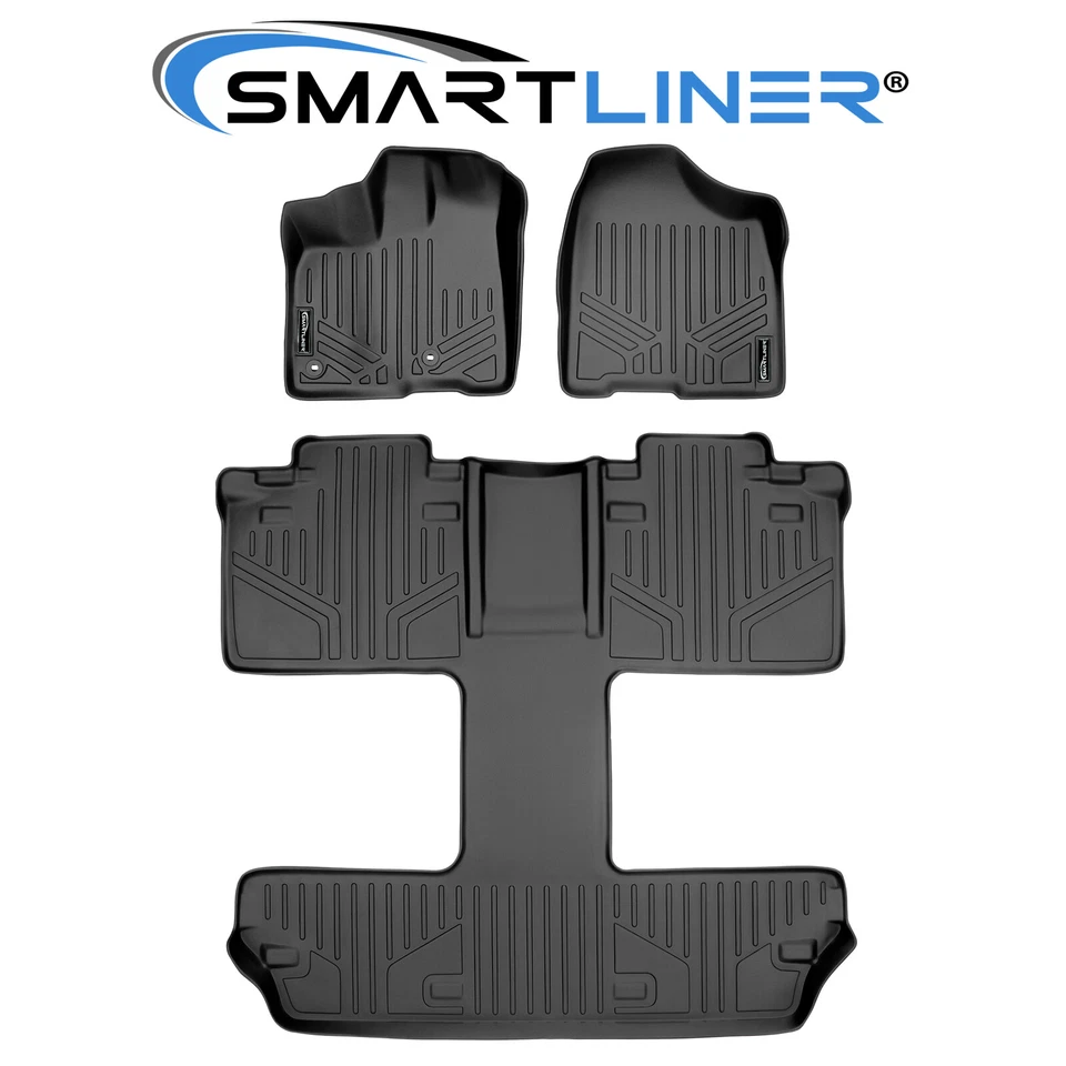 SMARTLINER Custom Fit Floor Mats 3 Row Liner Set OEM TPE 2013-2020 Toyota Sienna - Image 1 of 4