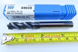NEW 10.0 MM SGS KYOCERA 69035 3FL TA SOLID CARBIDE DRILL DRILLING LATHE CNC TOOL - Picture 1 of 3